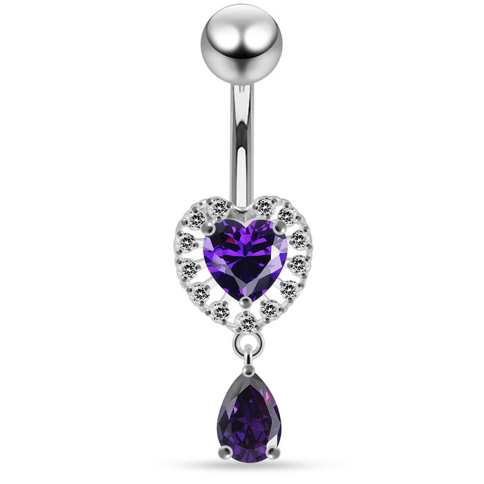 Jewelled Cute Heart Navel Belly Piercing