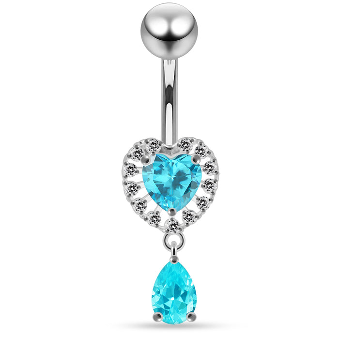 Jewelled Cute Heart Navel Belly Piercing