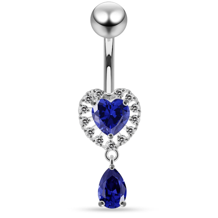 Jewelled Cute Heart Navel Belly Piercing