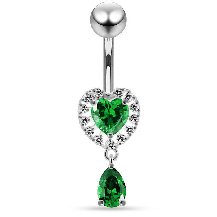 Jewelled Cute Heart Navel Belly Piercing