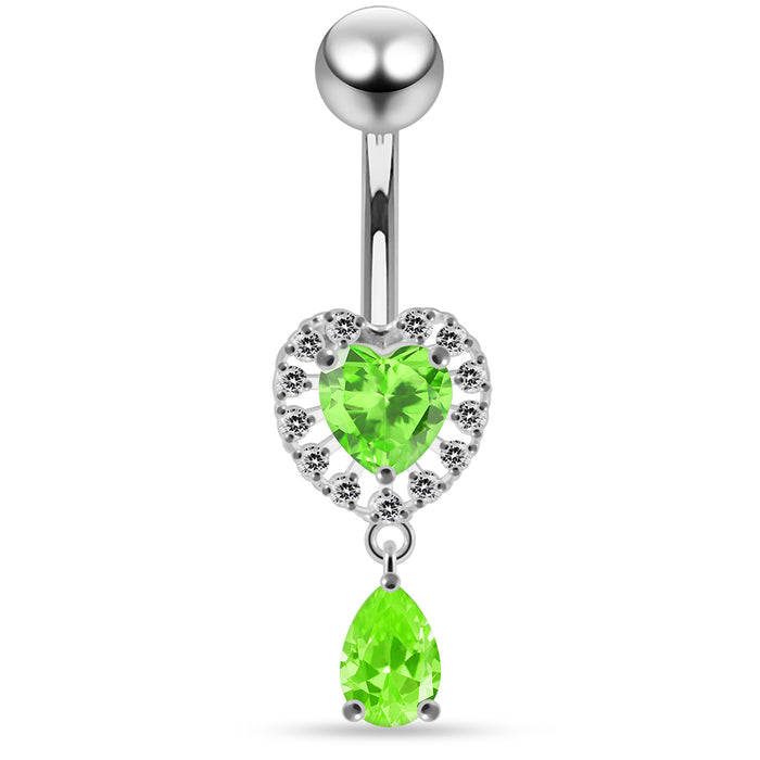 Jewelled Cute Heart Navel Belly Piercing