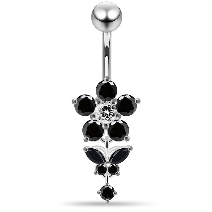 Jewelled Flower with Dangling Butterfly Belly Piercing