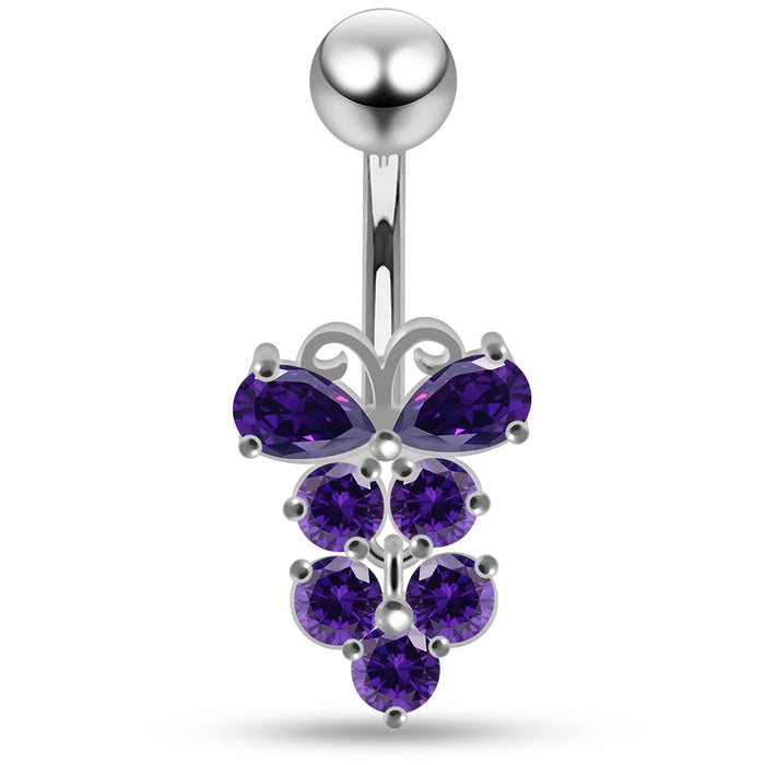 Jewelled Fashion Buttefly Non Dangle Belly Button Ring