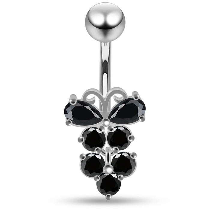 Jewelled Fashion Buttefly Non Dangle Belly Button Ring