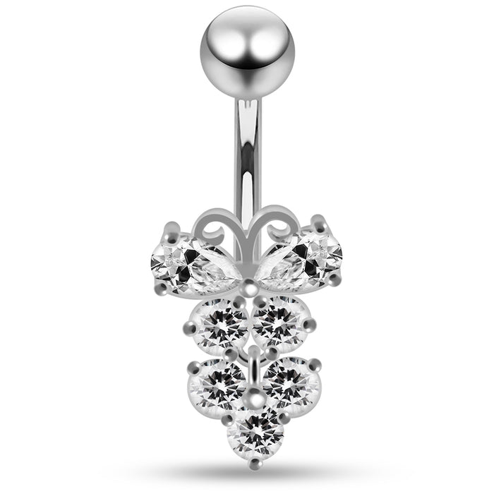 Jewelled Fashion Buttefly Non Dangle Belly Button Ring