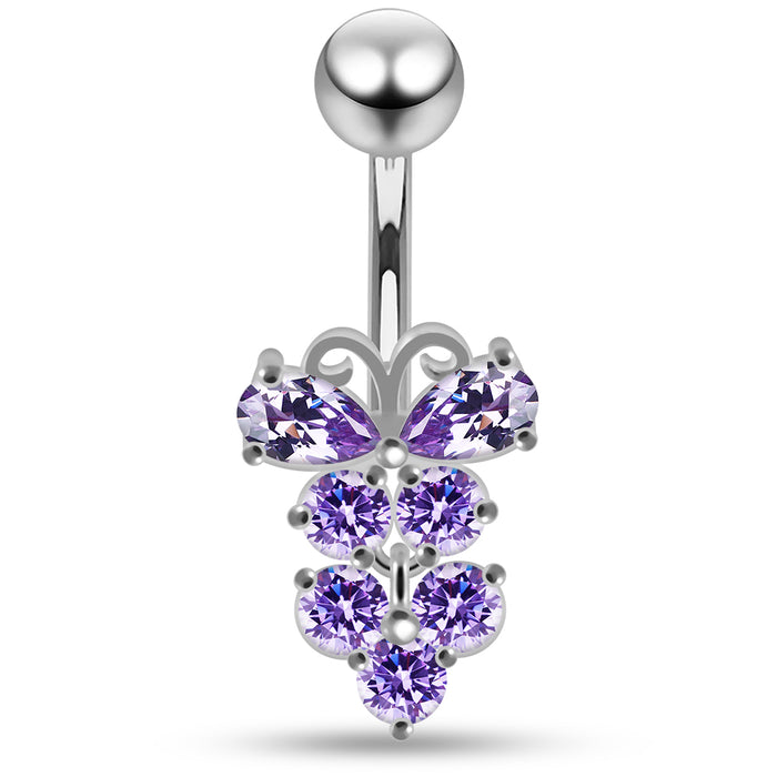 Jewelled Fashion Buttefly Non Dangle Belly Button Ring