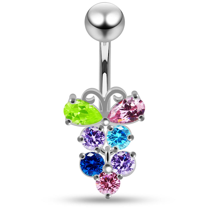 Jewelled Fashion Buttefly Non Dangle Belly Button Ring