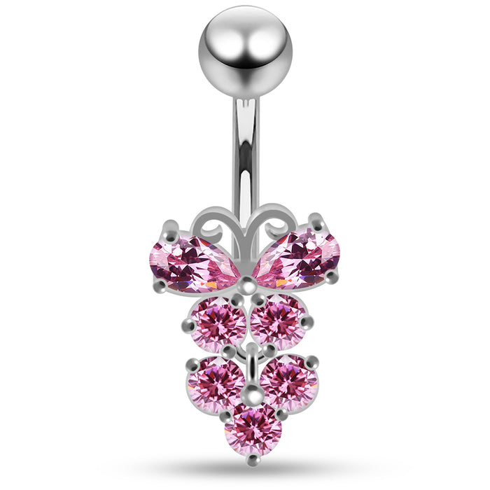 Jewelled Fashion Buttefly Non Dangle Belly Button Ring