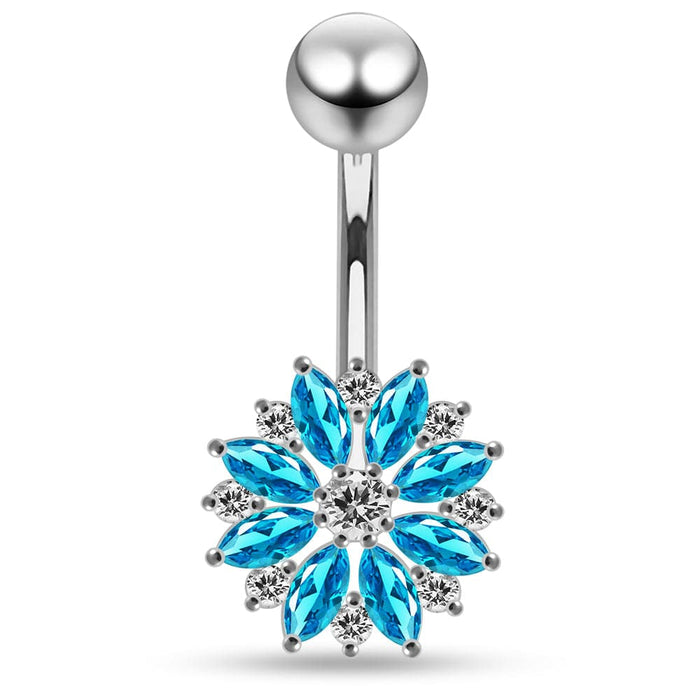 925 Sterling silver Lesser Calendine Flower Design Belly Ring - Monster Piercing