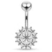 925 Sterling silver Lesser Calendine Flower Design Belly Ring - Monster Piercing