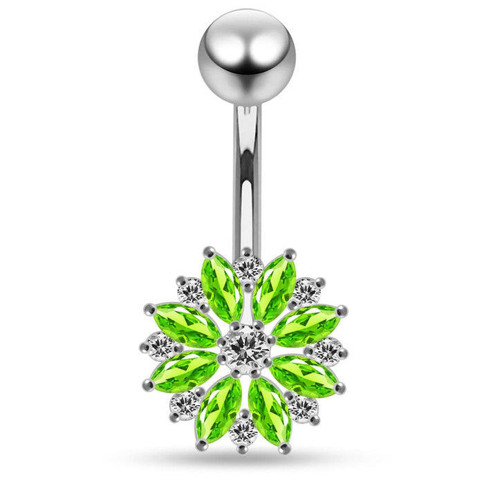 925 Sterling silver Lesser Calendine Flower Design Belly Ring - Monster Piercing