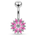 925 Sterling silver Lesser Calendine Flower Design Belly Ring - Monster Piercing