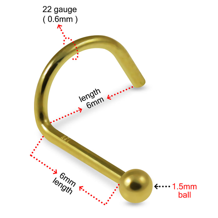 18K Yellow Gold plain Ball Nose Screw