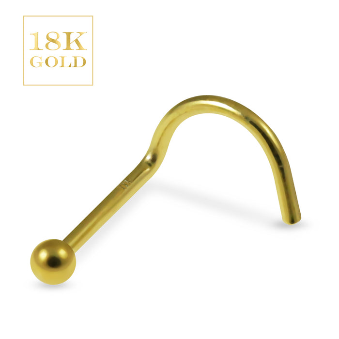 18K Yellow Gold plain Ball Nose Screw