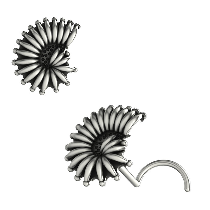 925 Sterling Silver Oxidised Silver Non-Piercing Screw Type Nose Stud