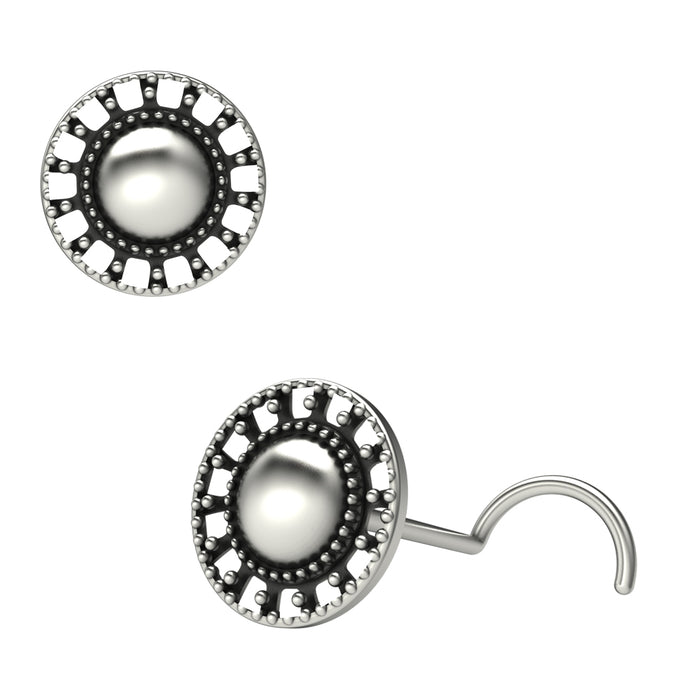 925 Sterling Silver Oxidised Silver Non-Piercing Screw Type Nose Stud