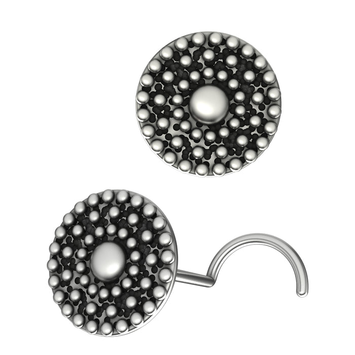 925 Sterling Silver Oxidised Silver Non-Piercing Screw Type Nose Stud