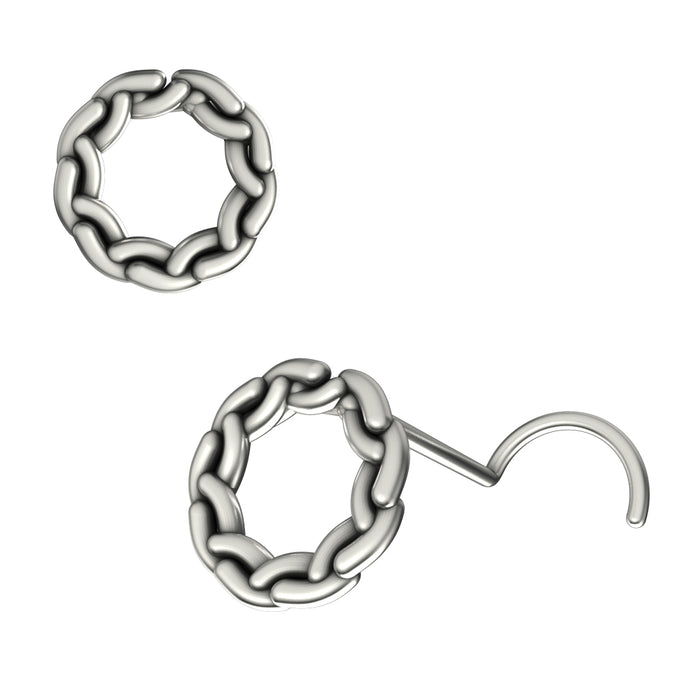 925 Sterling Silver Oxidised Silver Non-Piercing Screw Type Nose Stud