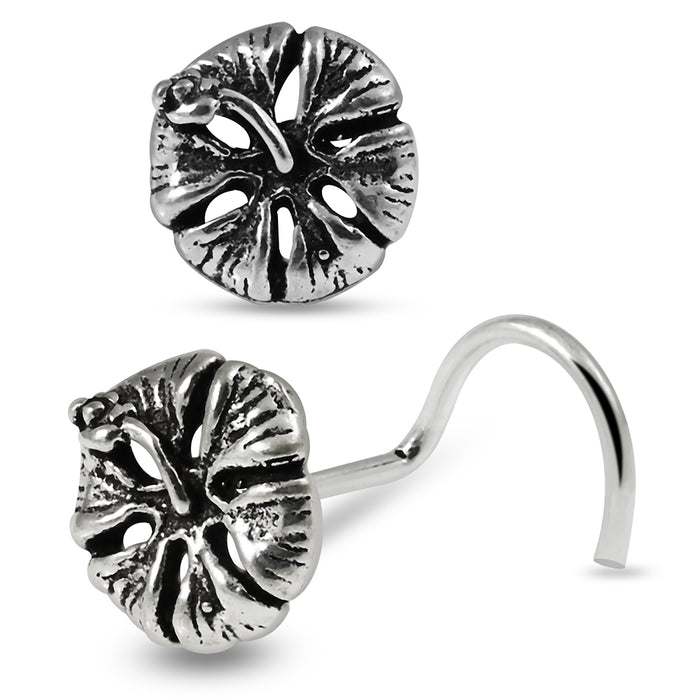 925 Sterling Silver Oxidised Silver Non-Piercing Screw Type Nose Stud