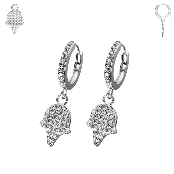 CZ Jewelled Ice Cream 316L Surgical Steel Hinged Huggie Earring - Monster Piercing