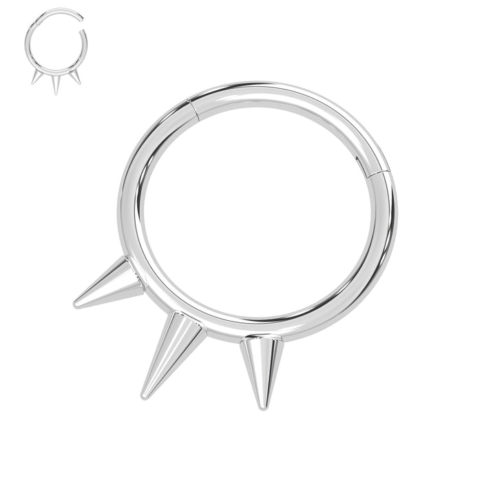 316L Surgical Steel Triple Spikes Hinged Septum Clicker Ring - Monster Piercing