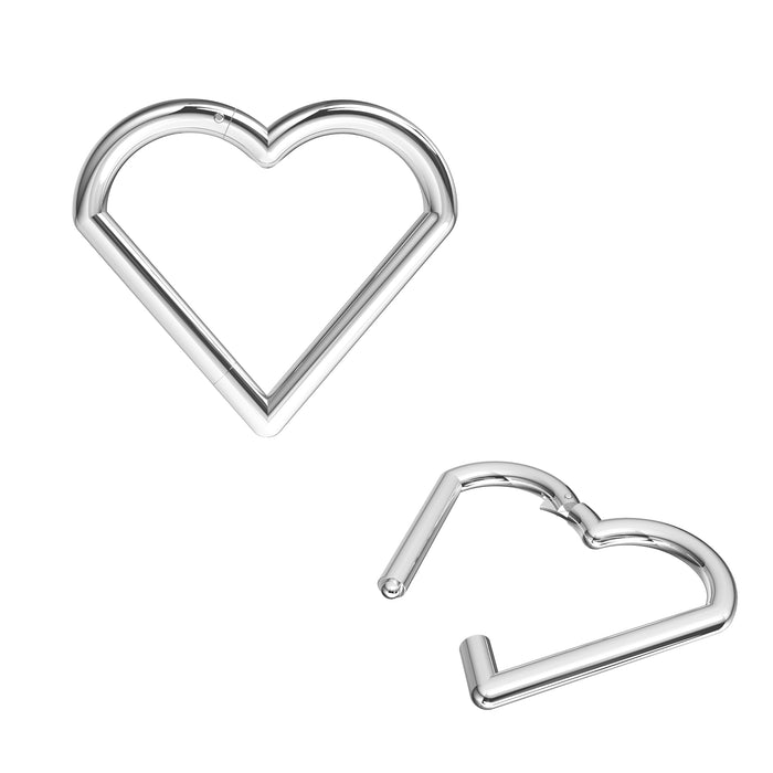 316L Surgical Steel Heart Hinged Segment Clicker Ring