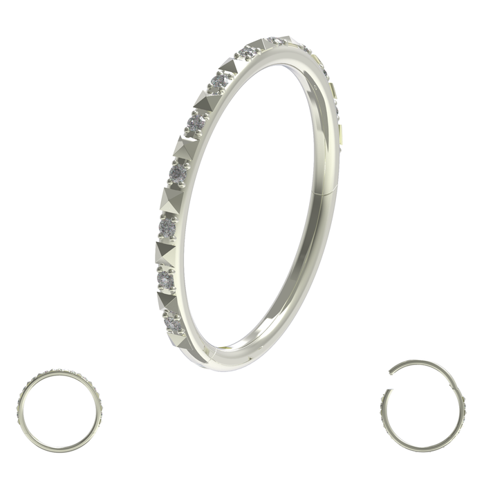 316L Surgical Steel CZ Jewelled Hinged Septum Clicker Ring