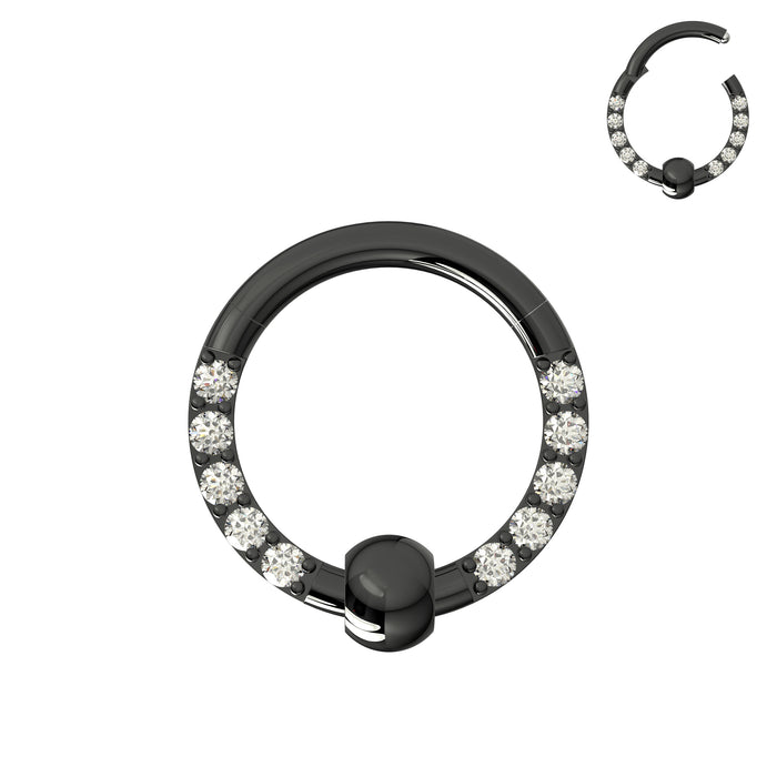 316L Surgical Steel Multi CZ Jewelled BCR Style Segment Clicker Ring