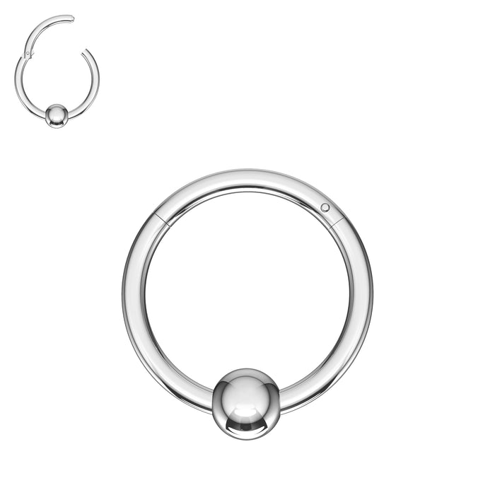 925 Sterling Silver Hinged Segment Clicker Ring with Ball