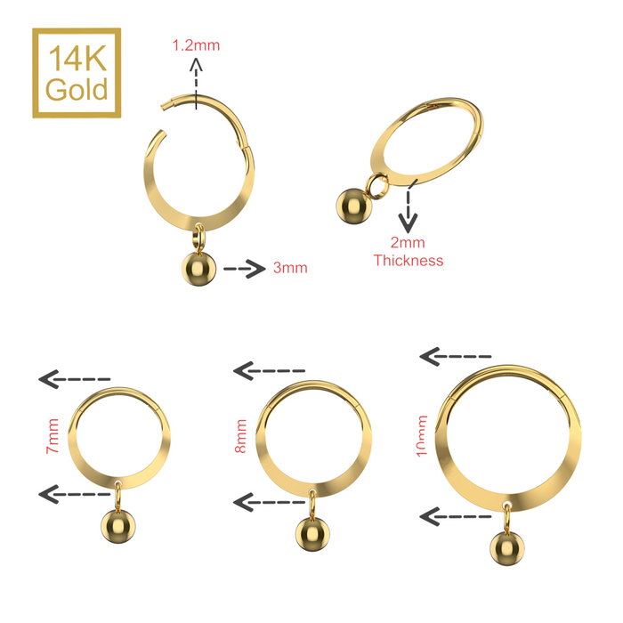 14K Solid Yellow Gold Classic Bead Segment Clicker Ring