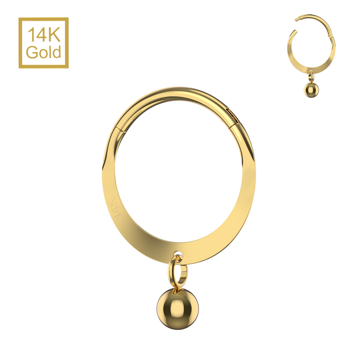 14K Solid Yellow Gold Classic Bead Segment Clicker Ring