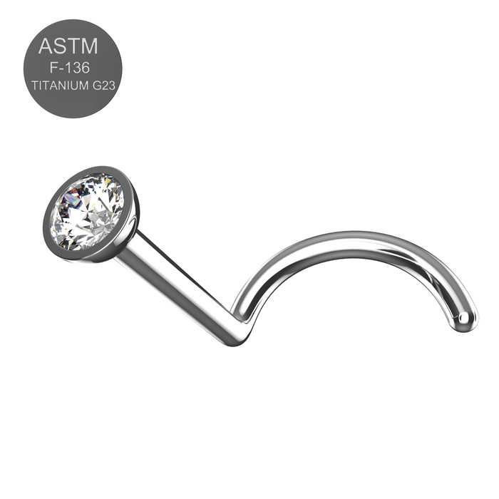 G23 Grade Titanium CZ Jewelled Nose Screw