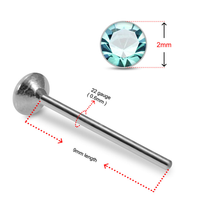 925 Sterling Silver 5pcs CZ Straight End Nose Stud Box