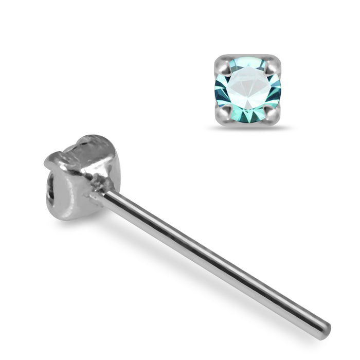 925 Sterling Silver 5pcs Claw Set CZ Straight End Nose Stud Box