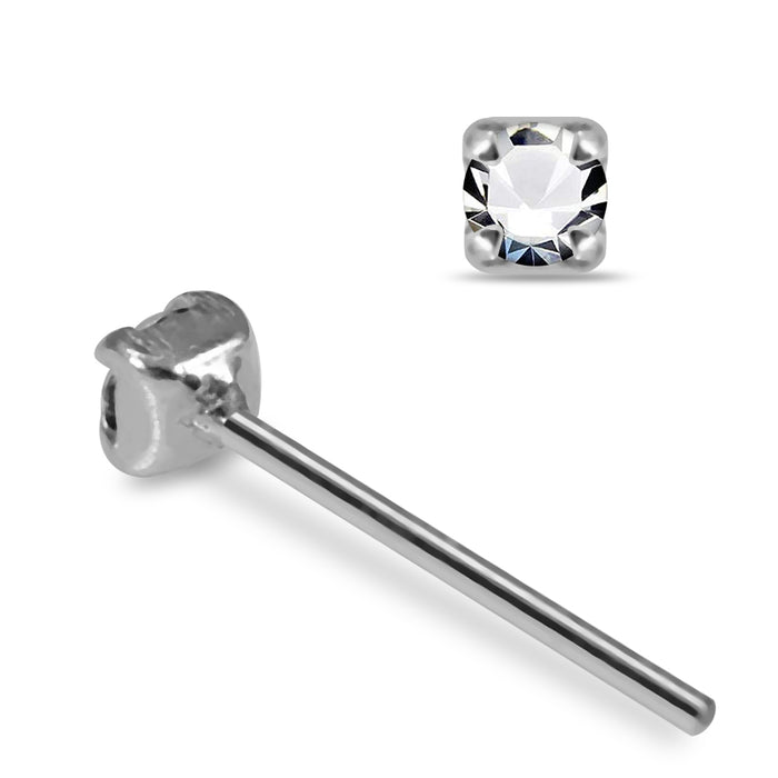 925 Sterling Silver 5pcs Claw Set CZ Straight End Nose Stud Box