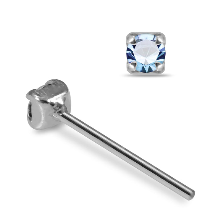 925 Sterling Silver 10pcs Claw Set CZ Straight End Nose Stud Box