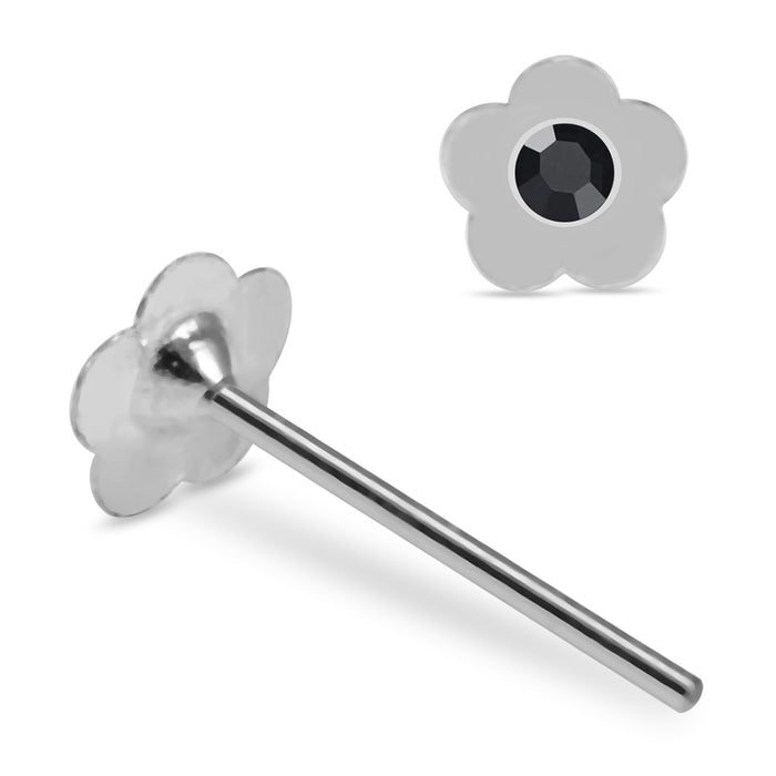 925 Sterling Silver 5pcs Jewelled Flower Straight End Nose Stud Box