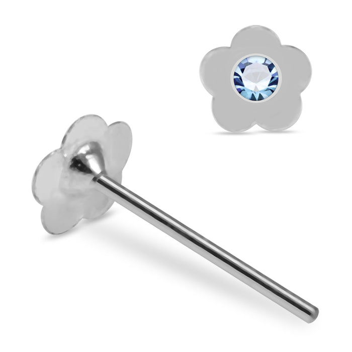 925 Sterling Silver 10pcs Jewelled Flower Straight End Nose Stud Box