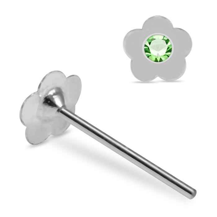 925 Sterling Silver 10pcs Jewelled Flower Straight End Nose Stud Box