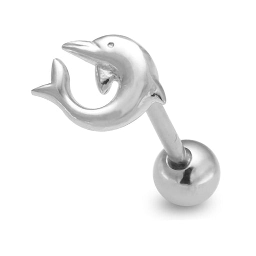 Sterling Silver Dolphin Tongue Ring - Monster Piercing