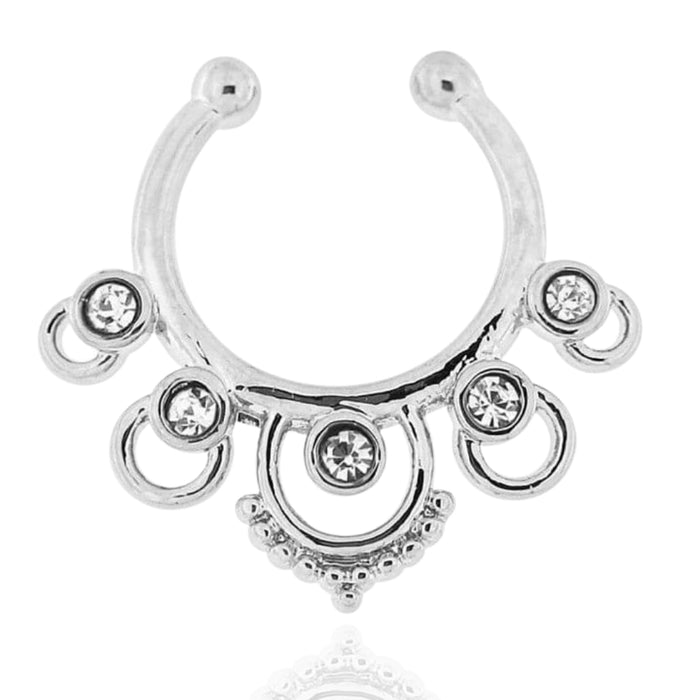 316L Surgical Steel CZ Jewelled Clip-On Septum Ring