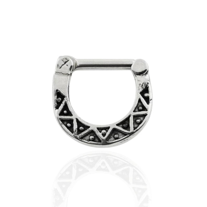 Tribal Dots Oxidised Septum Clicker Ring