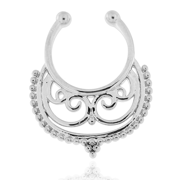 316L Surgical Steel Tribal Pattern Clip-On Septum Ring