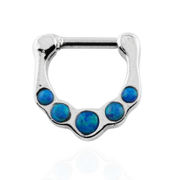 316L Surgical Steel Synthetic Dark Blue Opal Septum Clicker Ring