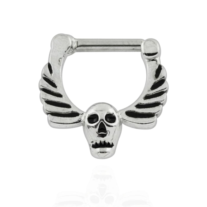 316L Surgical Steel Skull & Angel Wings Septum Clicker