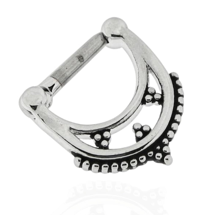 316L Surgical Steel Tribal Dots Paved Septum Clicker Ring