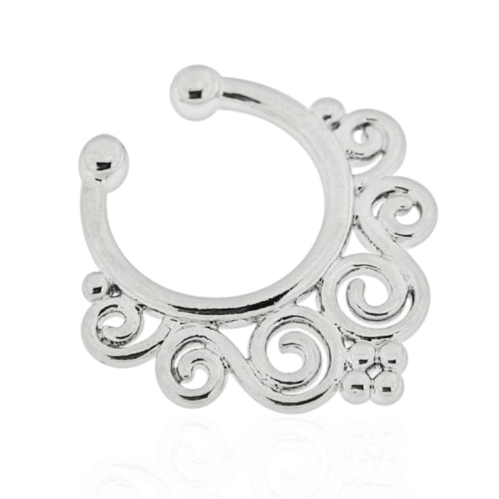 316L Surgical Steel Floral Waves Clip-On Septum Ring