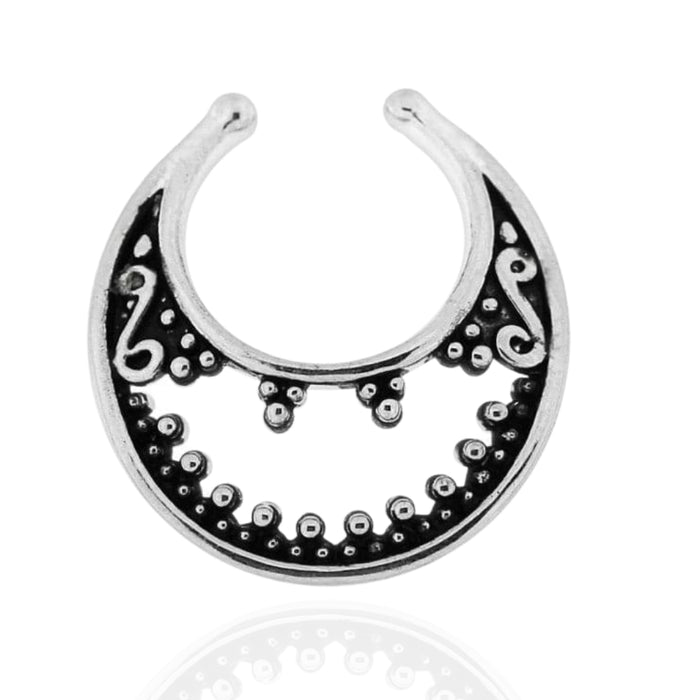 316L Surgical Steel Floral Tribal Clip-On Septum Ring