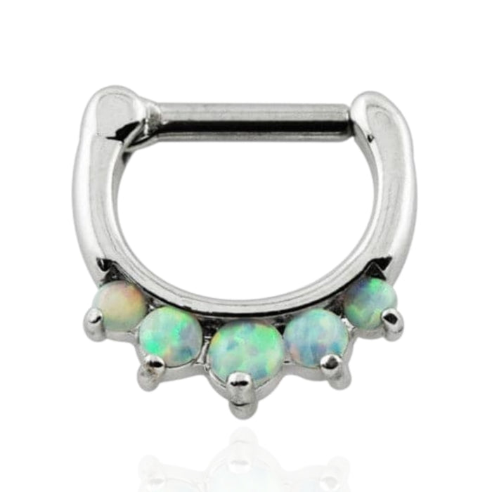 316L Surgical Steel Synthetic White Opal Septum Clicker Ring