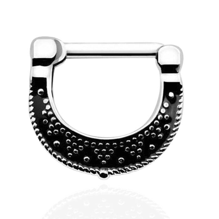 316L Surgical Steel Dotted Pattern Oxidized Septum Clicker Ring